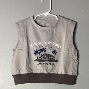 Gray and Brown Holiday Cottage Sleeveless Top Size 8Y
